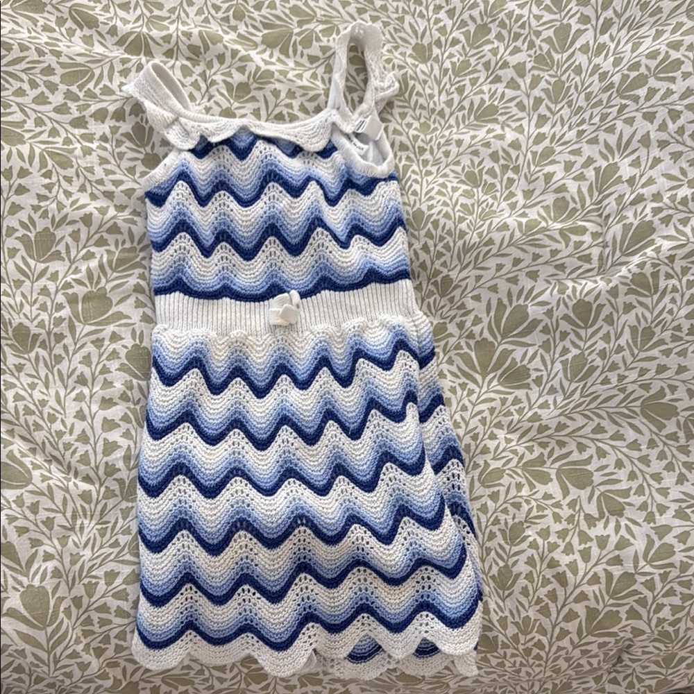 Janie and Jack Blue and White Zigzag Dress